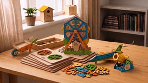 Custom branded wooden craft kit with laser-cut components and packaging