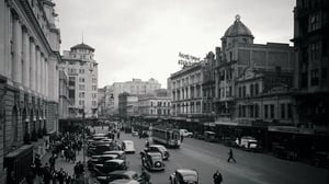Historical black and white image of Auckland city