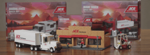 An assortment of Ace Hardware NovaBrix sets on a wooden table